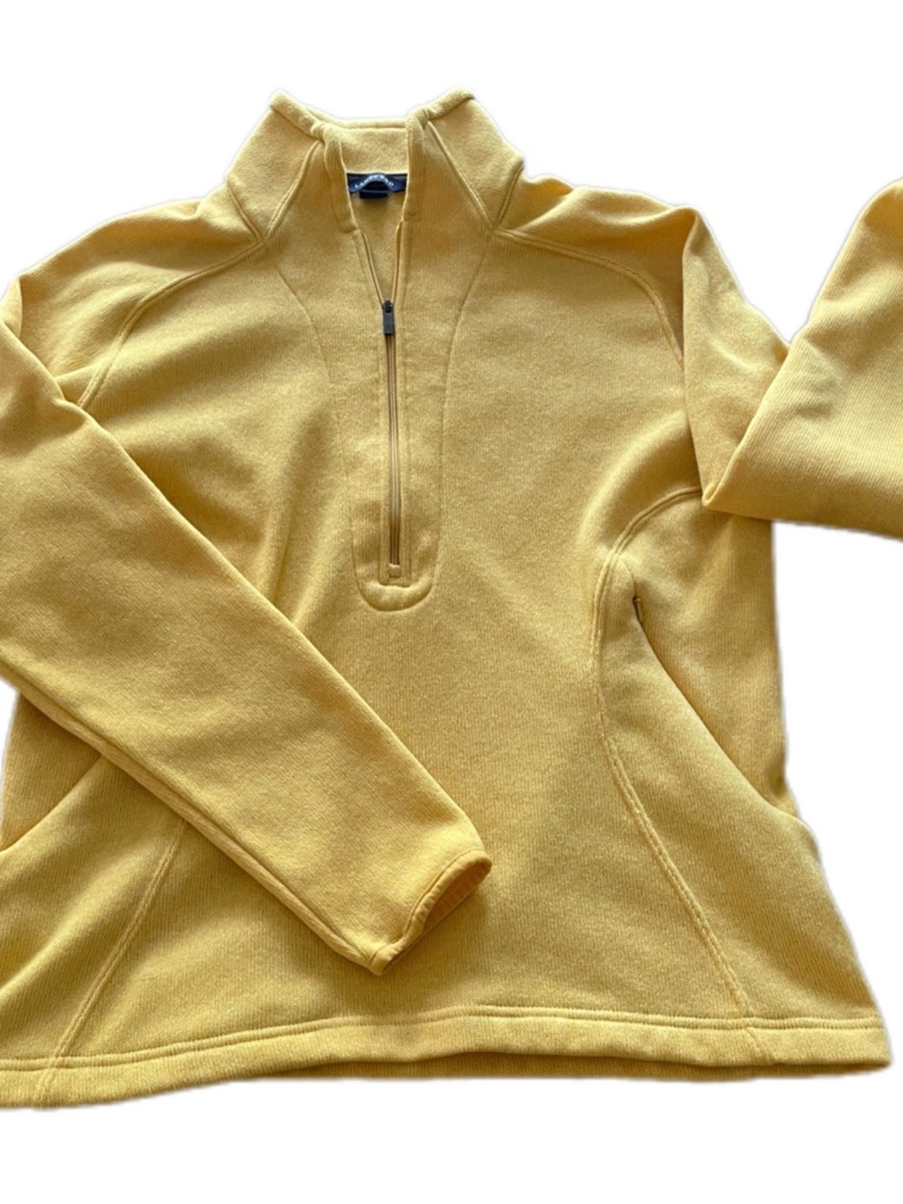 Lands' End Women's Butter Yellow Half-Zip Sweater Pullover with Pockets - M